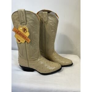 RARE J TOE RODEO COWBOY BOOTS HAND CRAFTED Men’s Sz 6 TAN Leather Ostrich